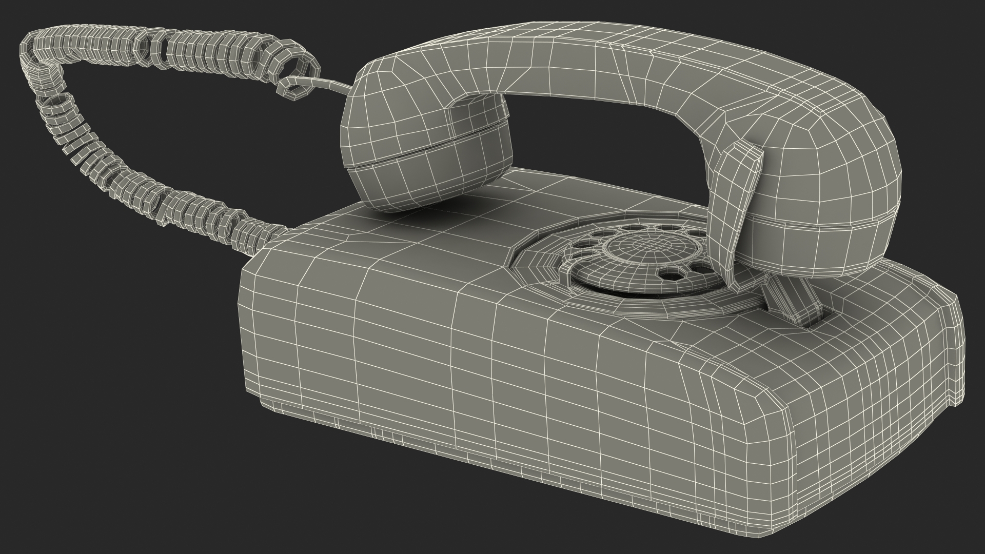 3D Vintage Green Rotary Wall Phone