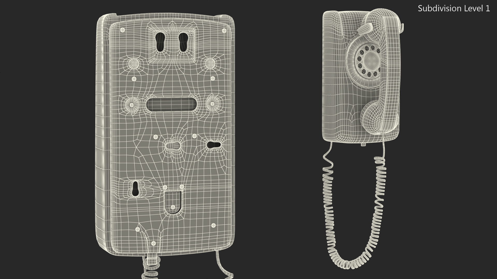 3D Vintage Green Rotary Wall Phone