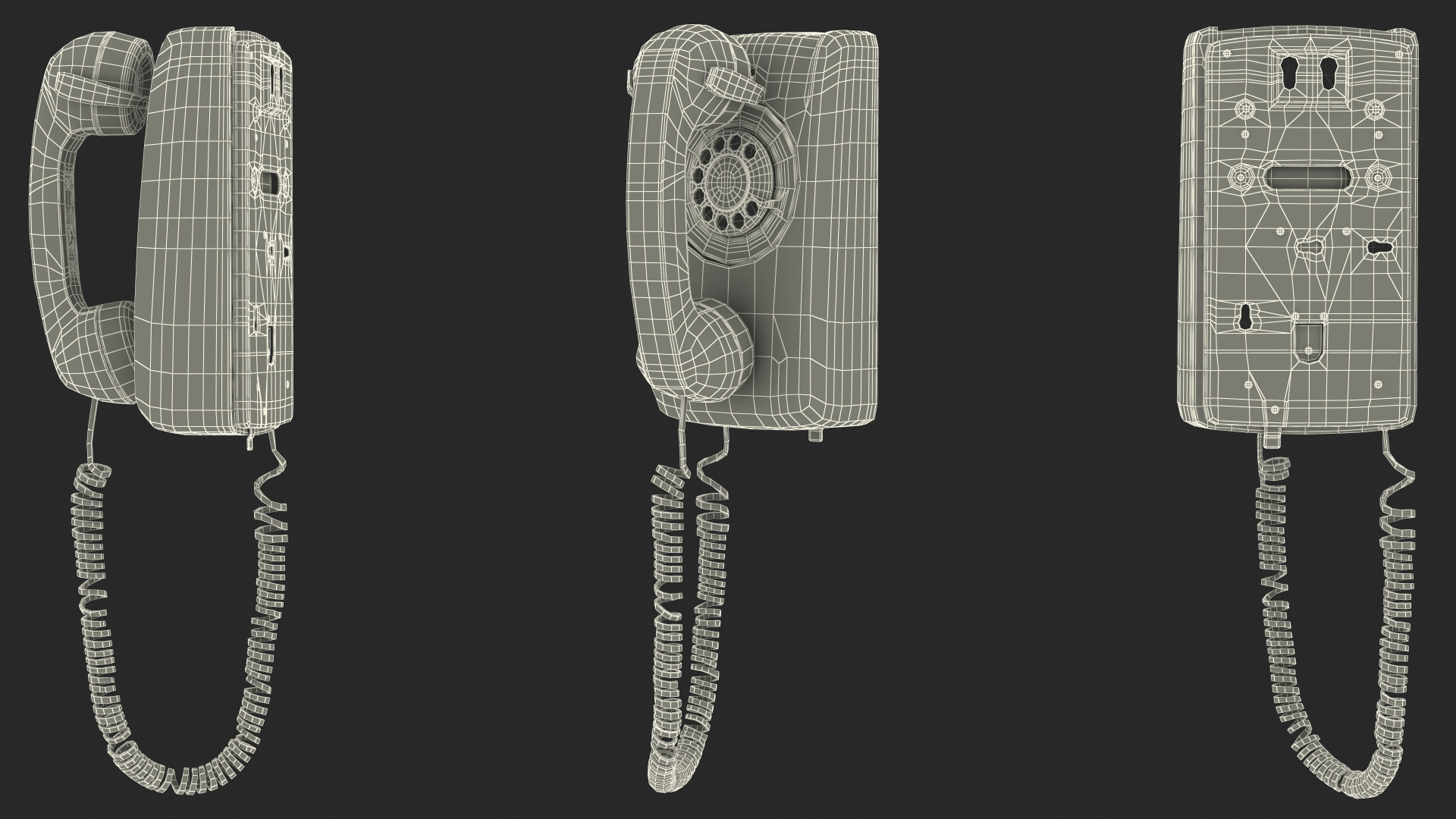 3D Vintage Green Rotary Wall Phone