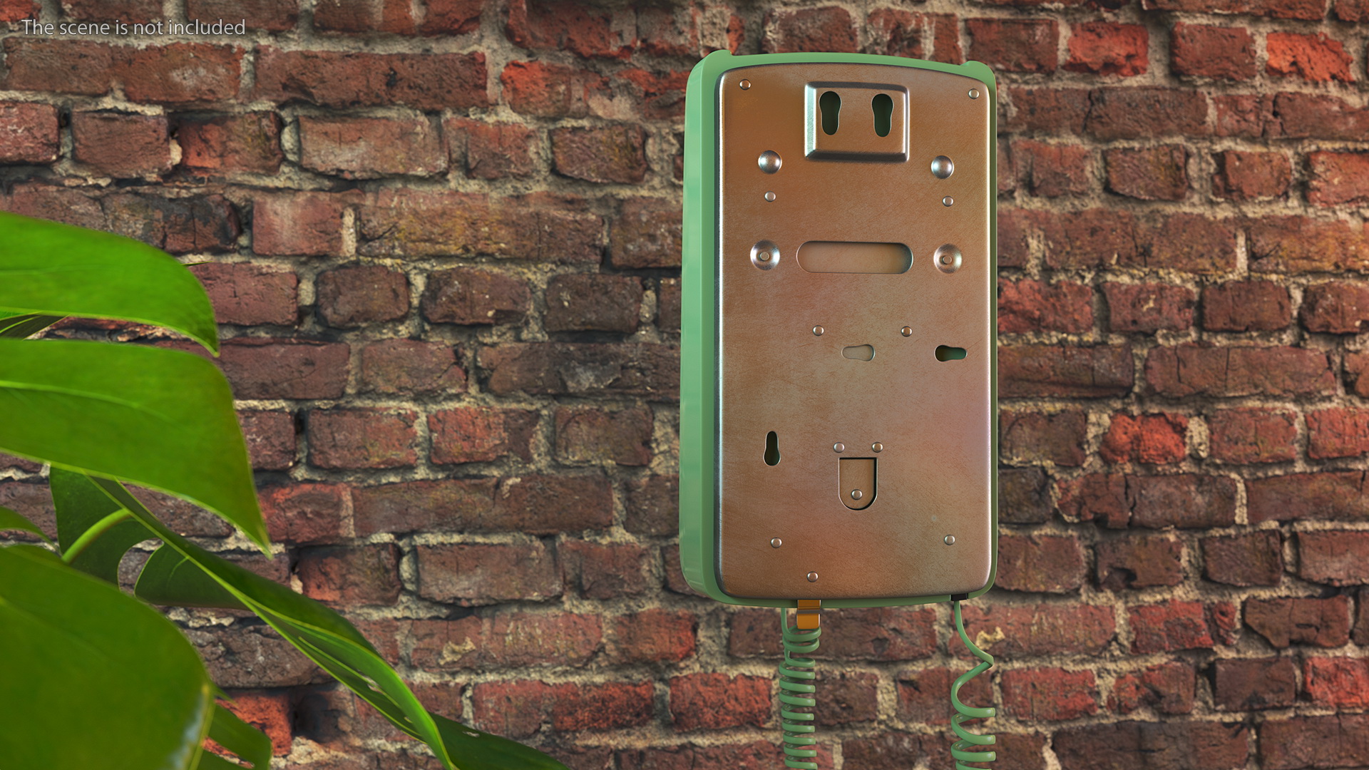 3D Vintage Green Rotary Wall Phone