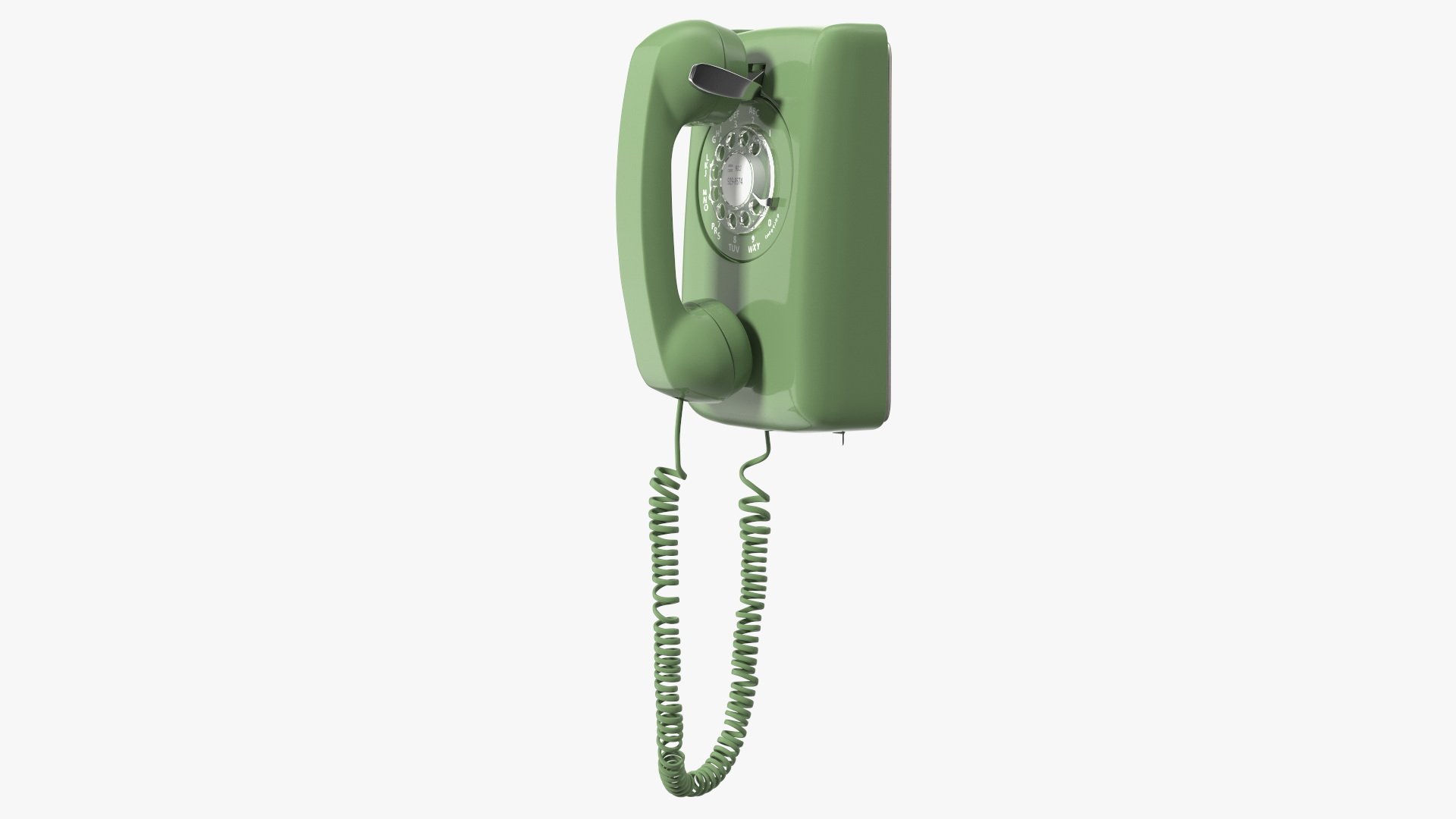 3D Vintage Green Rotary Wall Phone