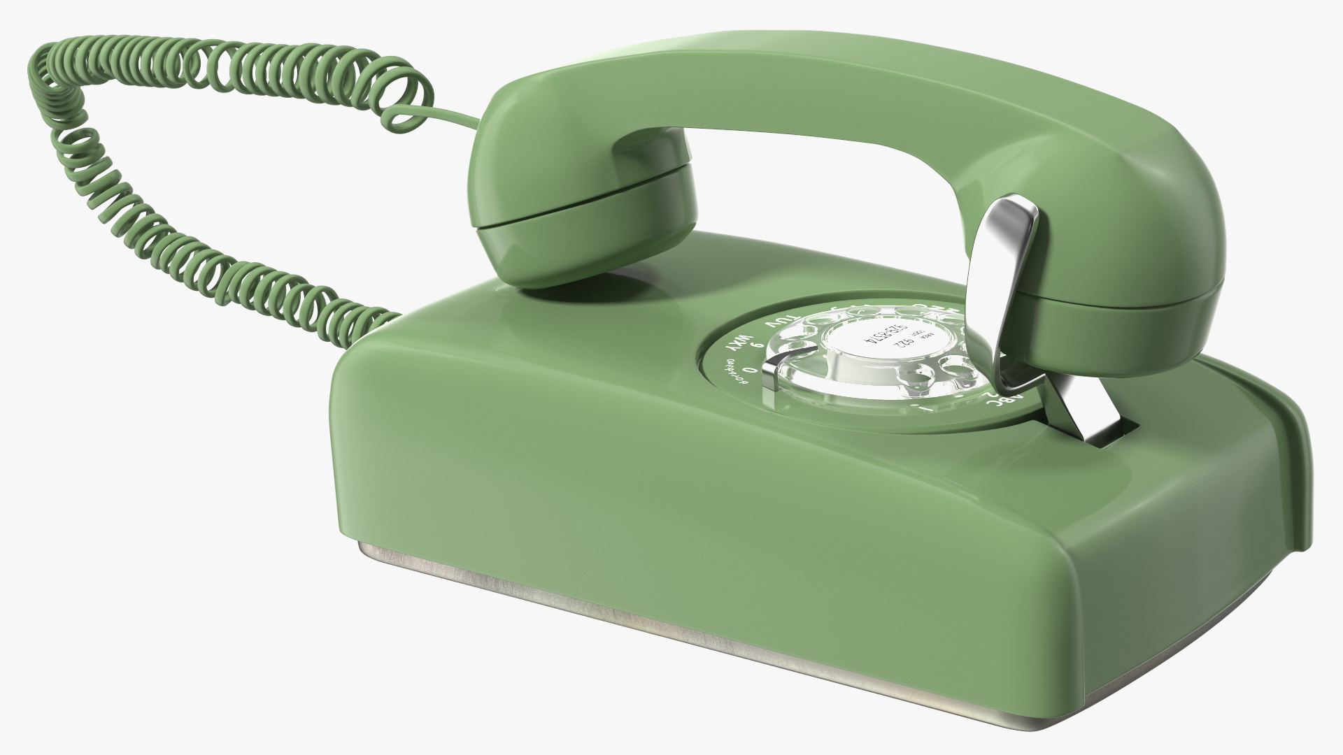 3D Vintage Green Rotary Wall Phone