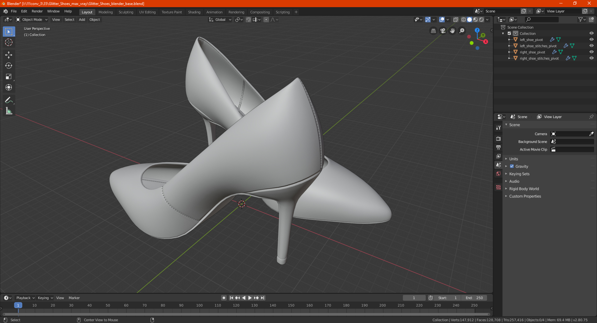 3D Glitter Shoes model