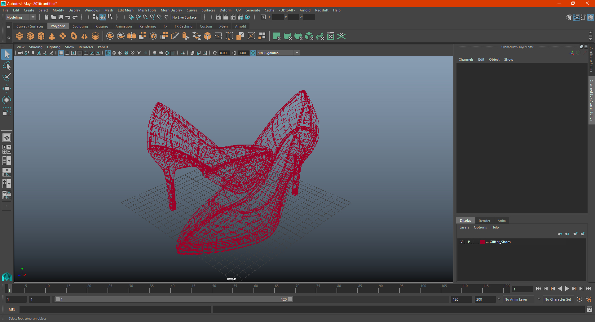 3D Glitter Shoes model