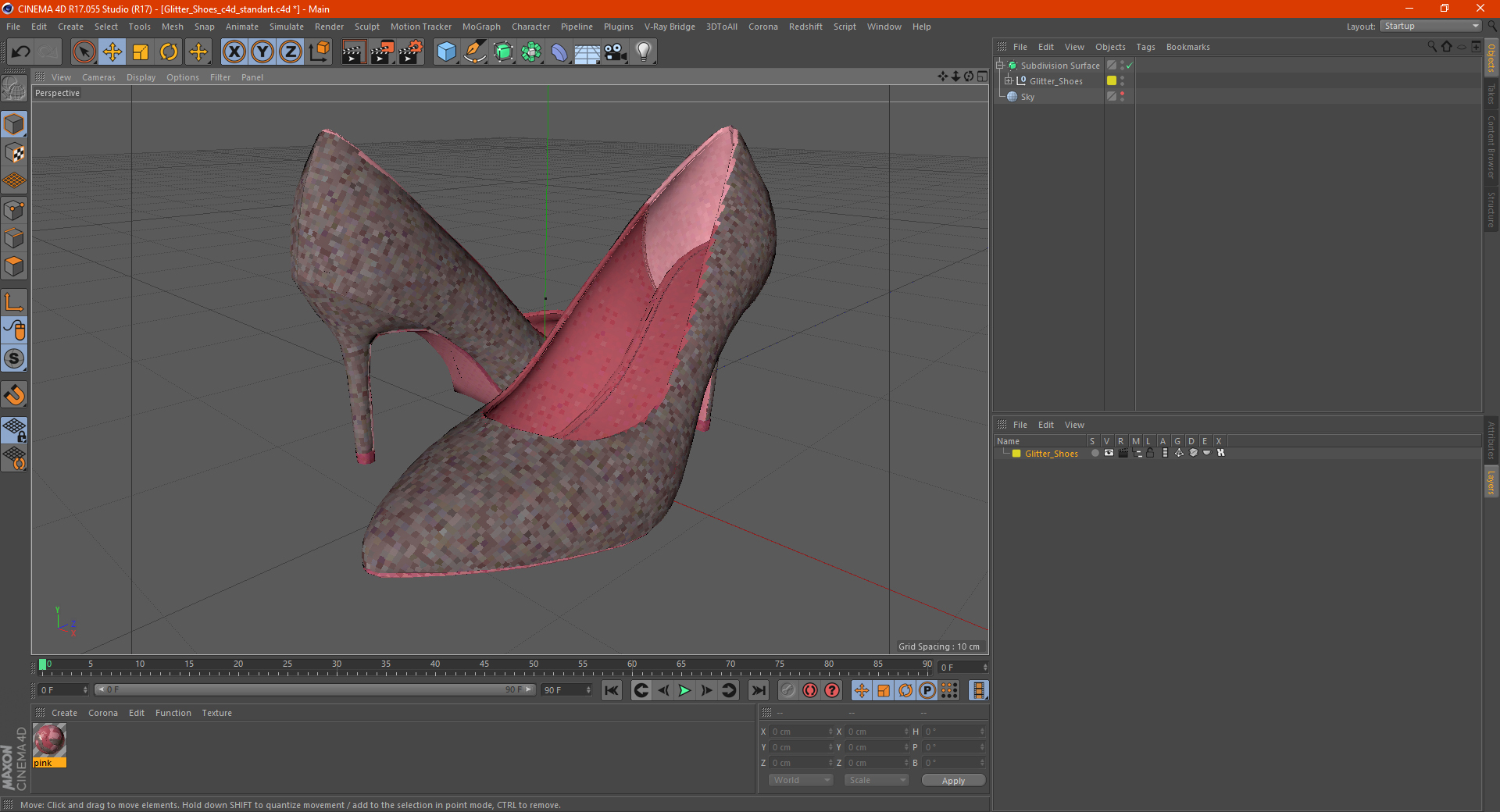 3D Glitter Shoes model