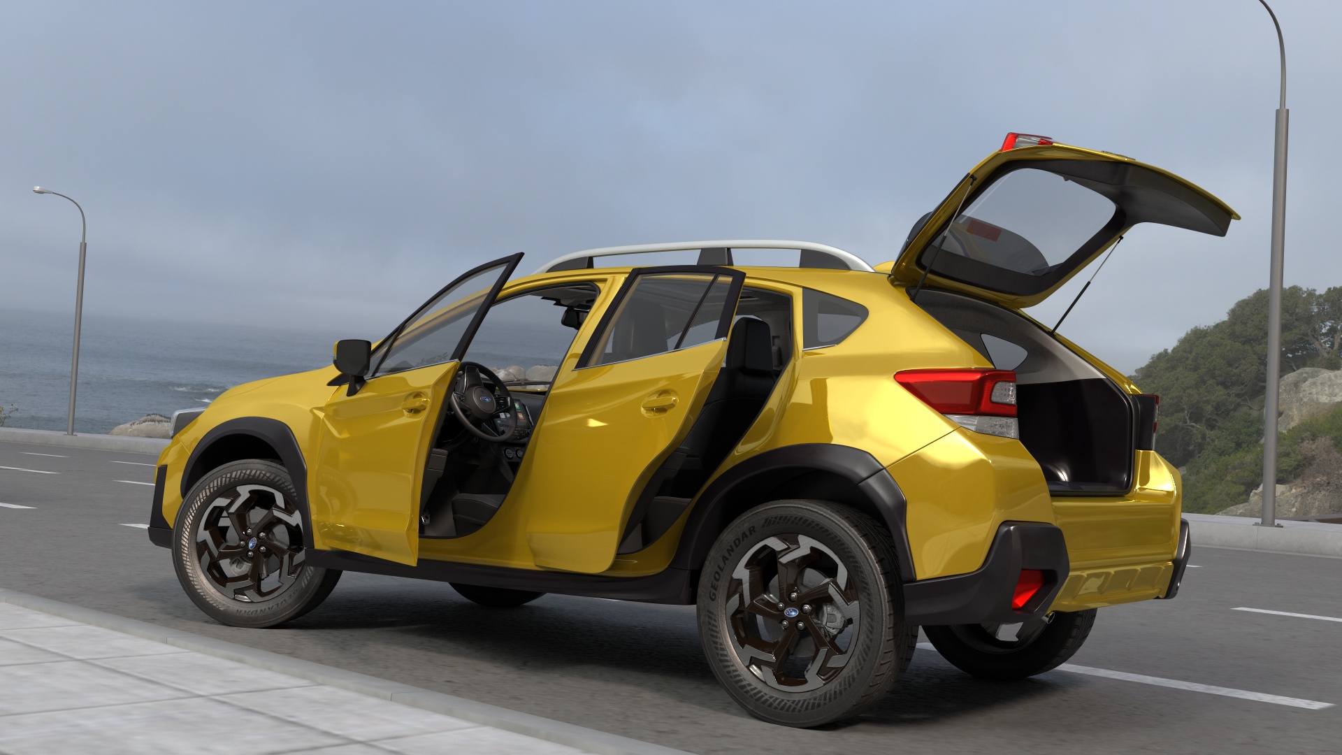 Subaru XV Crosstrek SUV 2020 Yellow Rigged 3D