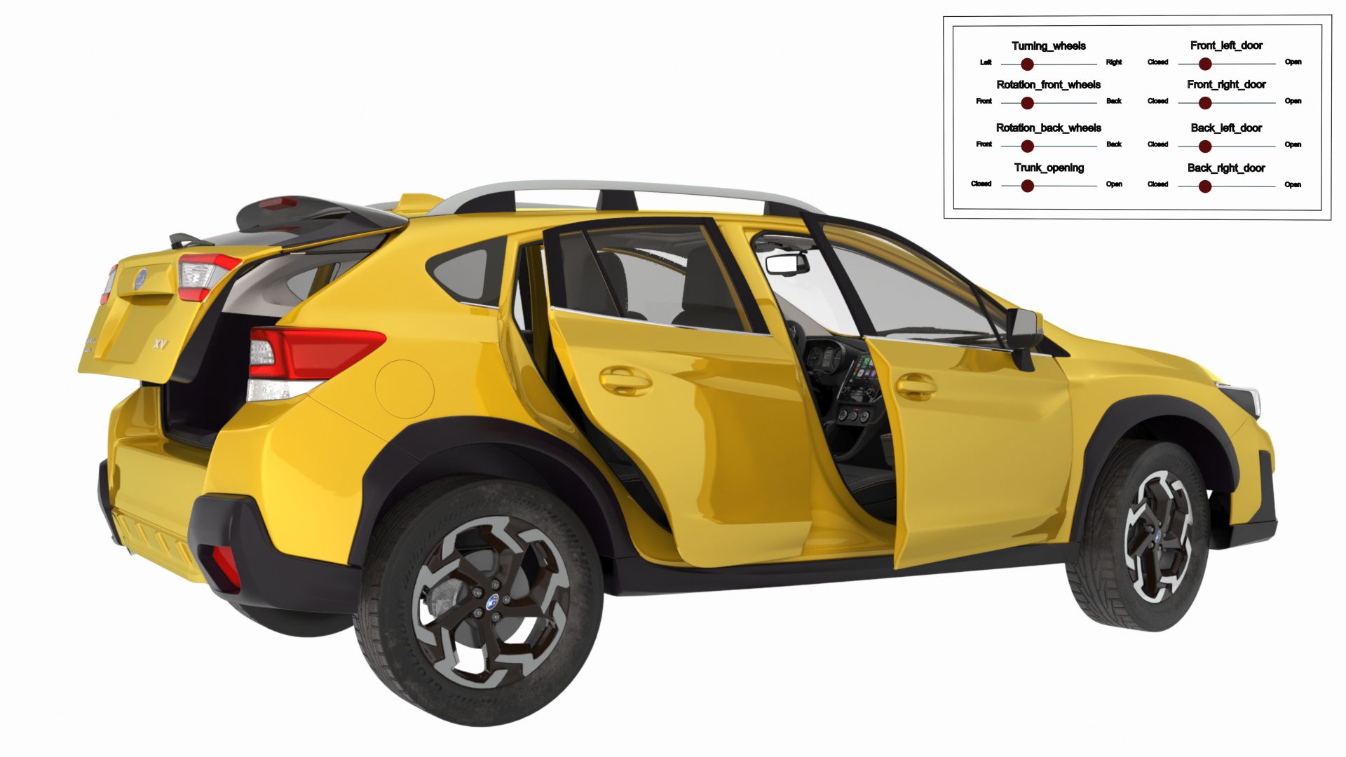 Subaru XV Crosstrek SUV 2020 Yellow Rigged 3D