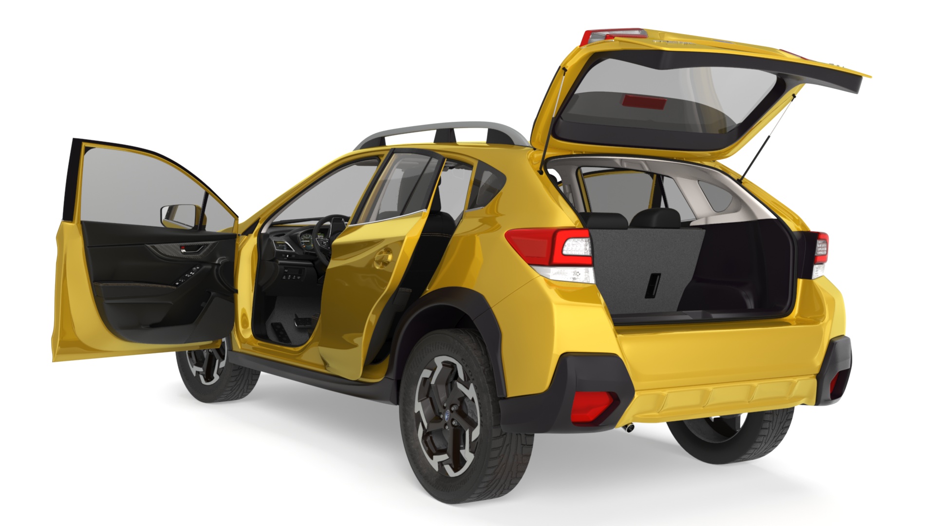 Subaru XV Crosstrek SUV 2020 Yellow Rigged 3D