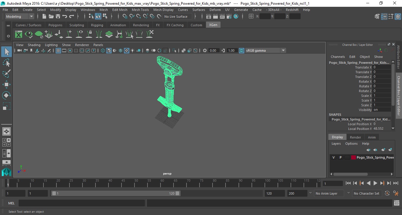 Pogo Stick Spring Powered for Kids 3D model