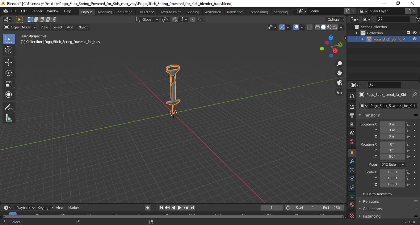 Pogo Stick Spring Powered for Kids 3D model