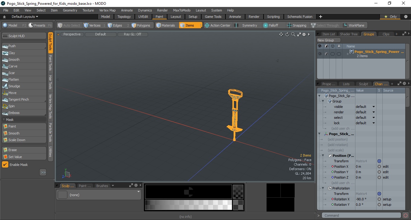 Pogo Stick Spring Powered for Kids 3D model