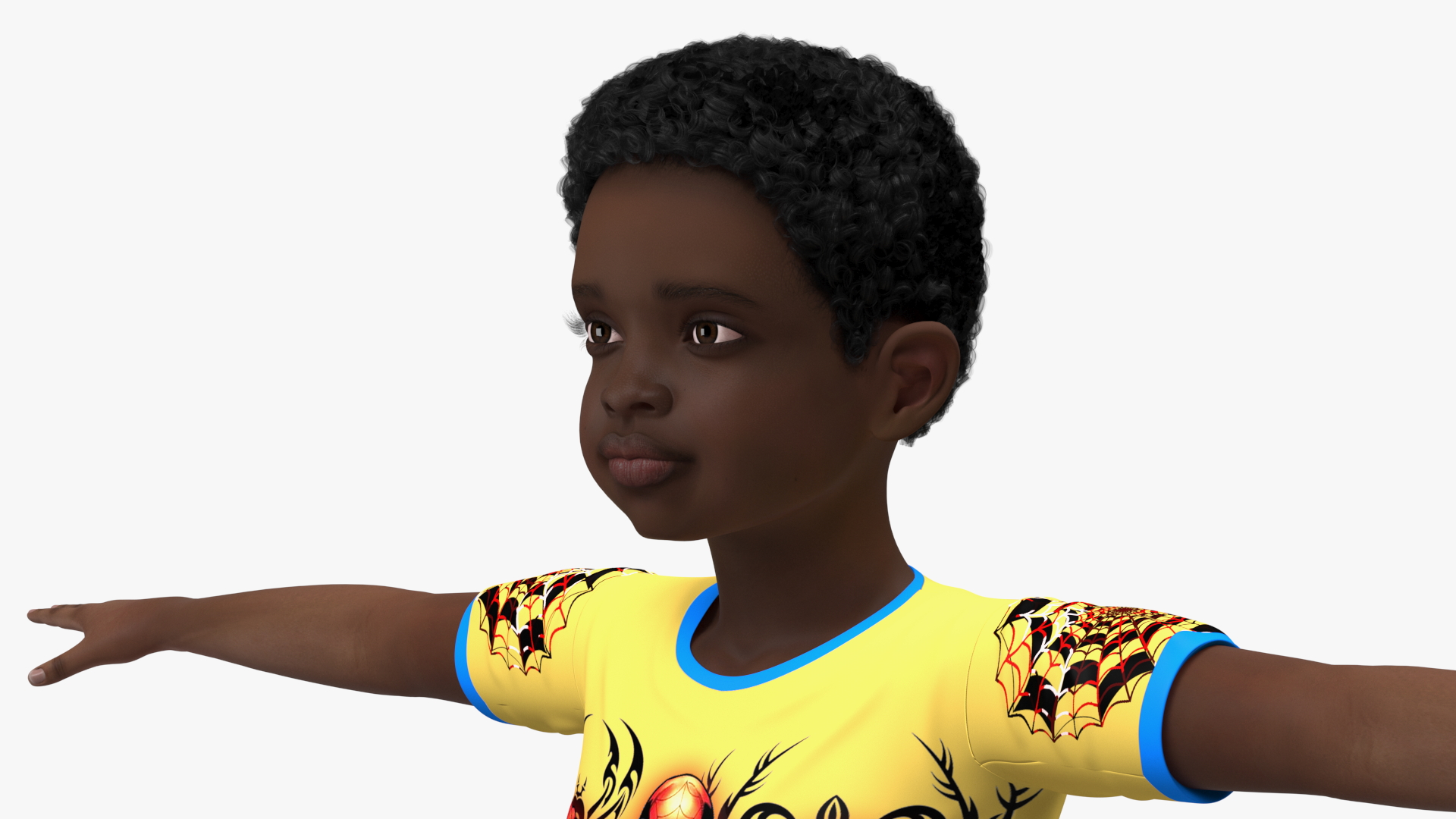 Black Child Boy Home Style Rigged for Cinema 4D 3D