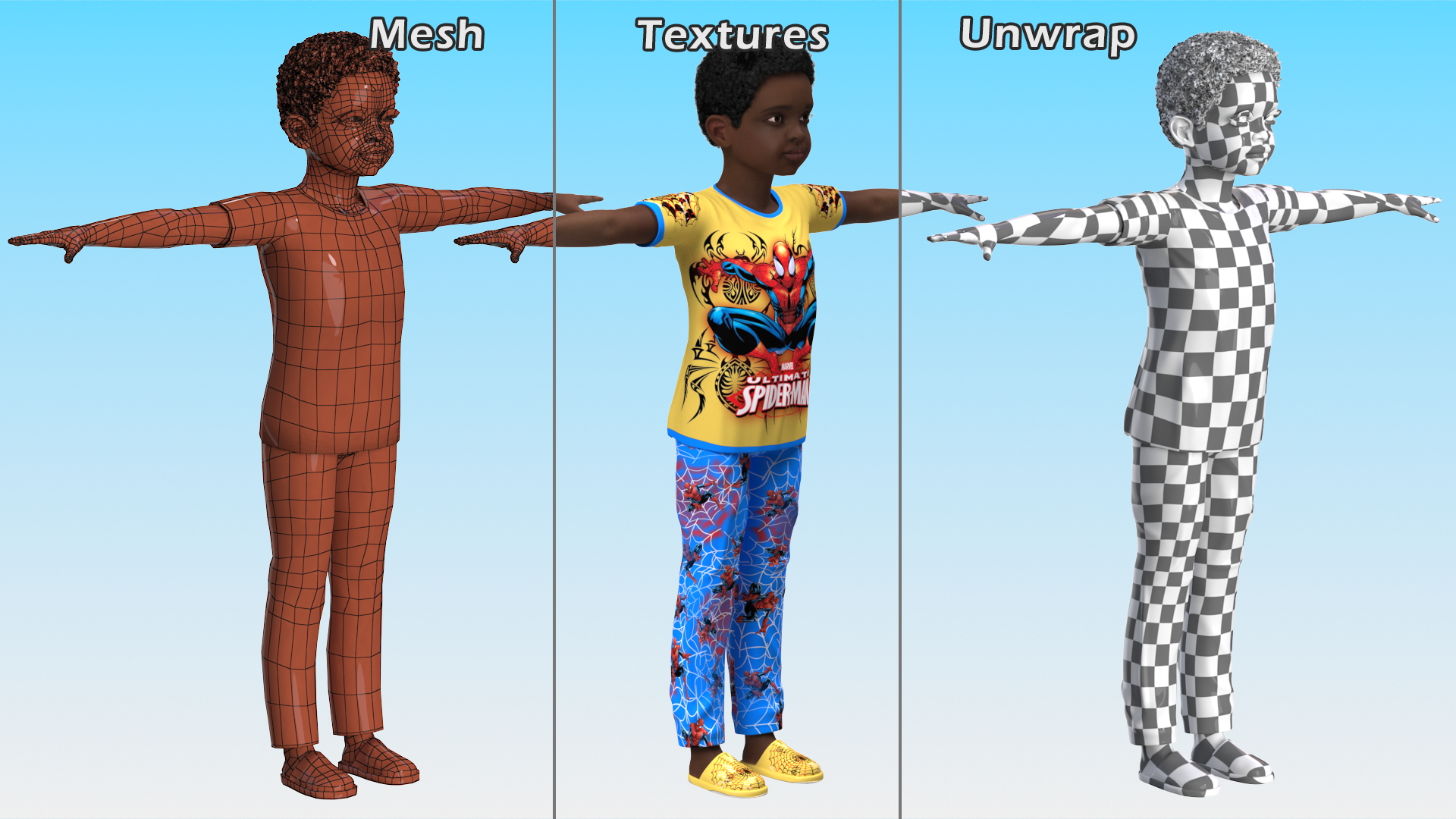 Black Child Boy Home Style Rigged for Cinema 4D 3D
