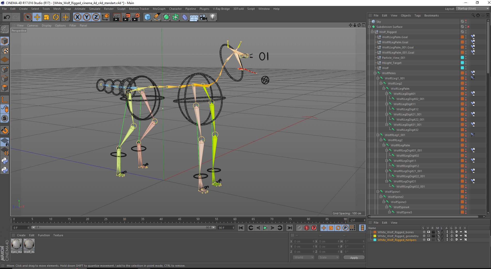 3D White Wolf Rigged for Cinema 4D