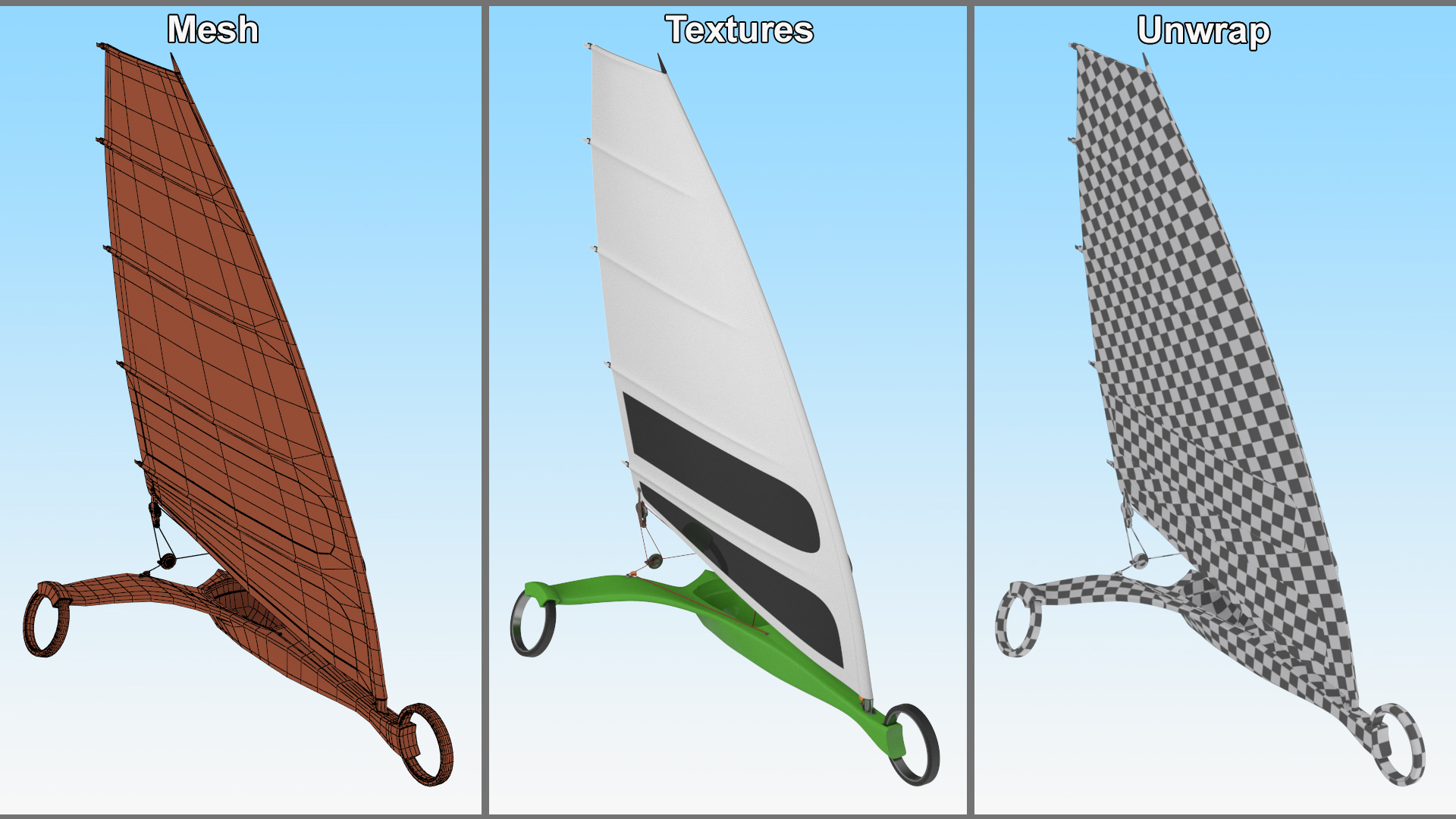 Futuristic Land Sand Yacht Green Rigged 3D model