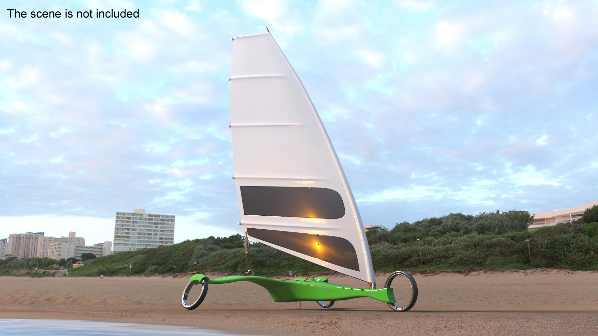 Futuristic Land Sand Yacht Green Rigged 3D model