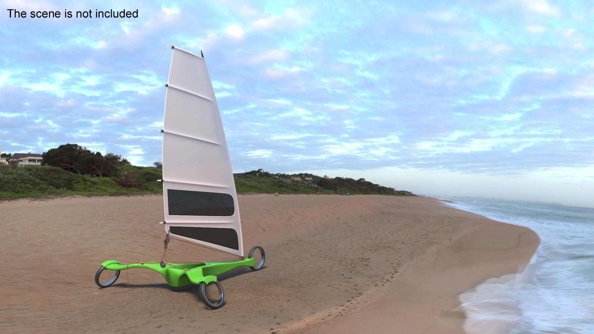 Futuristic Land Sand Yacht Green Rigged 3D model
