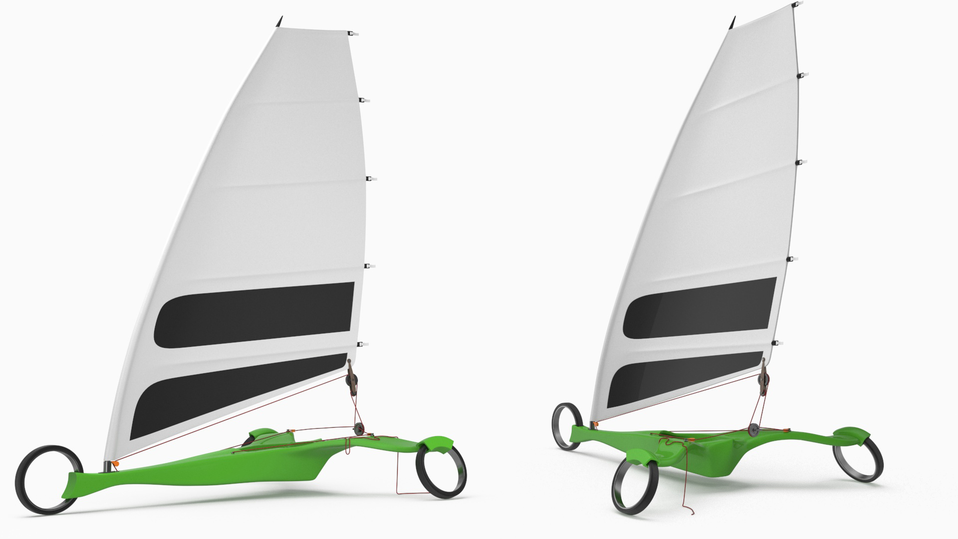 Futuristic Land Sand Yacht Green Rigged 3D model