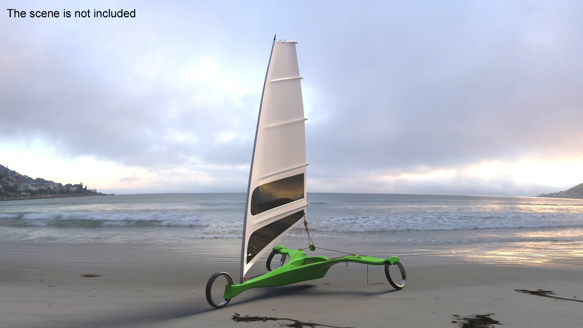 Futuristic Land Sand Yacht Green Rigged 3D model