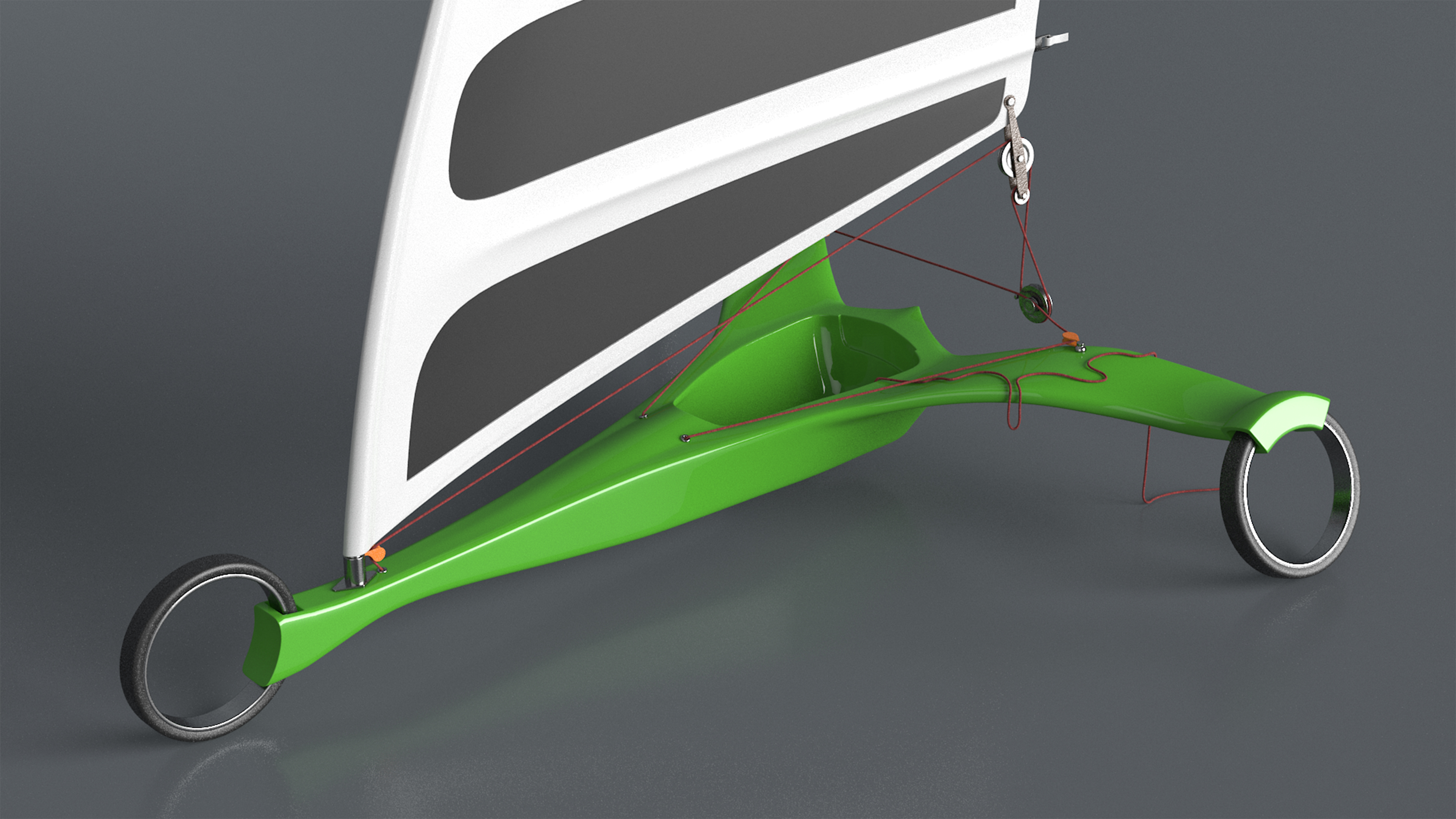 Futuristic Land Sand Yacht Green Rigged 3D model