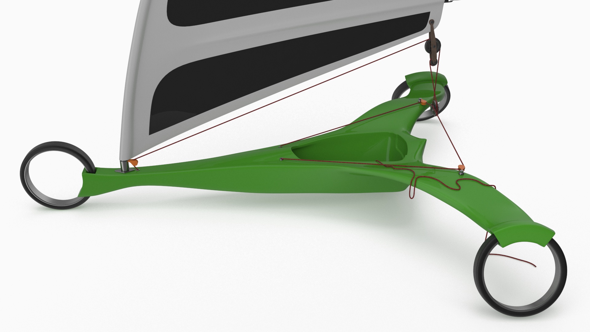 Futuristic Land Sand Yacht Green Rigged 3D model