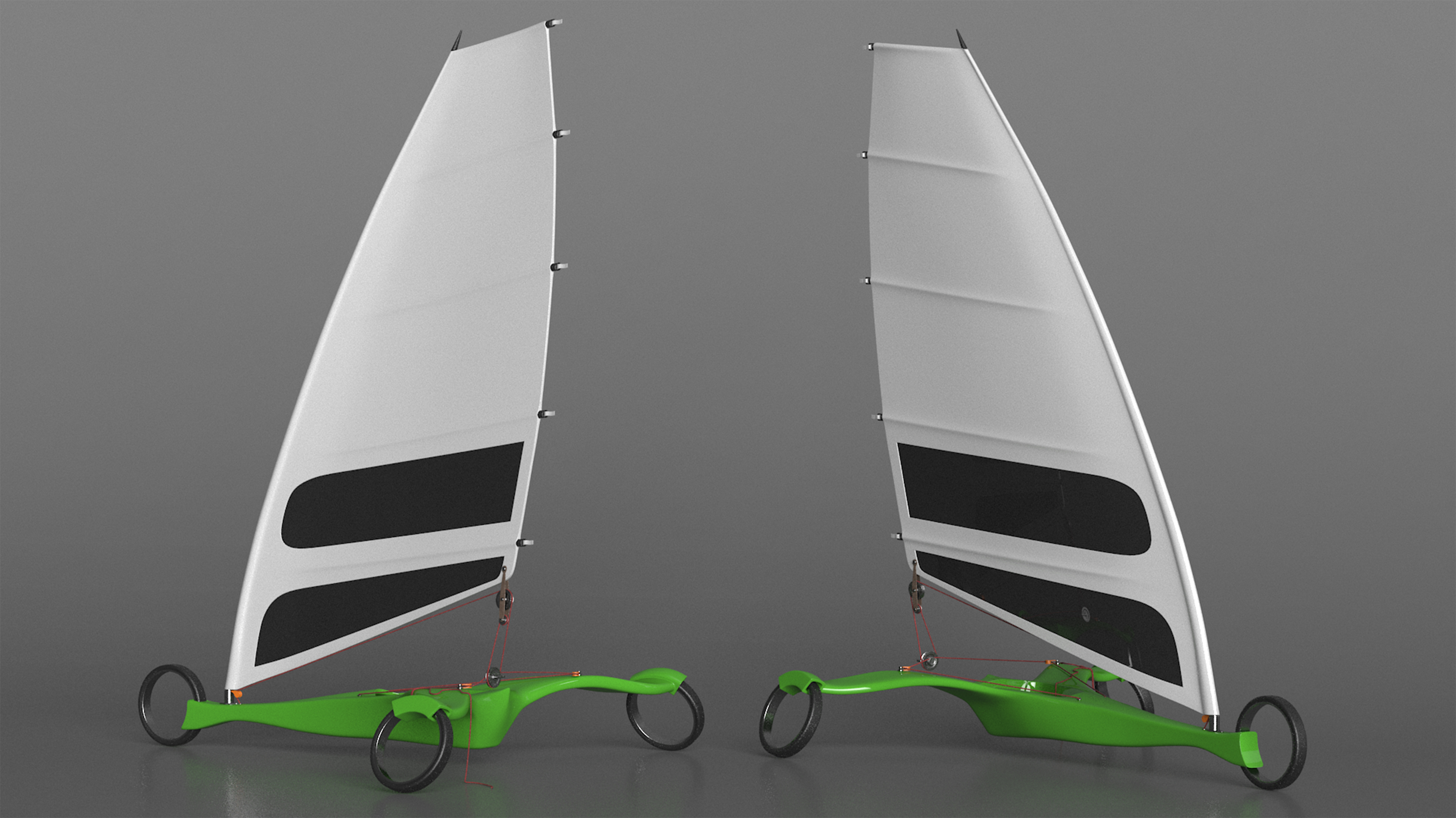 Futuristic Land Sand Yacht Green Rigged 3D model