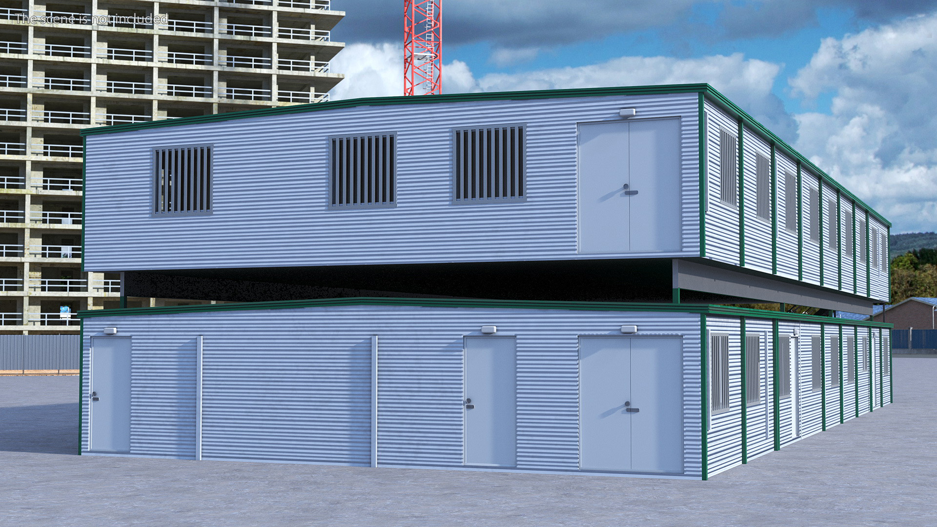 Prefabricated Modular Office Two Story Building 3D