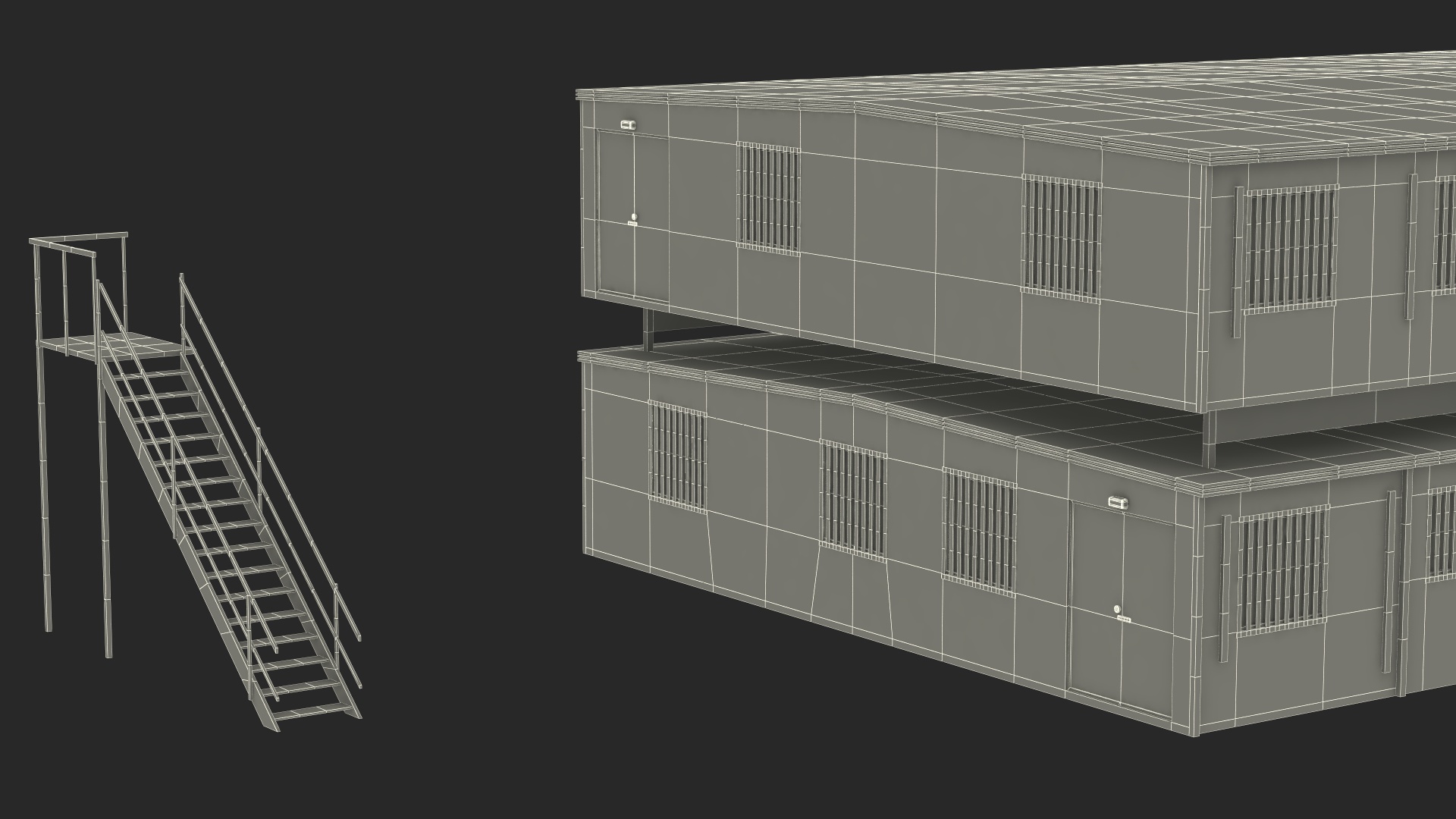 Prefabricated Modular Office Two Story Building 3D