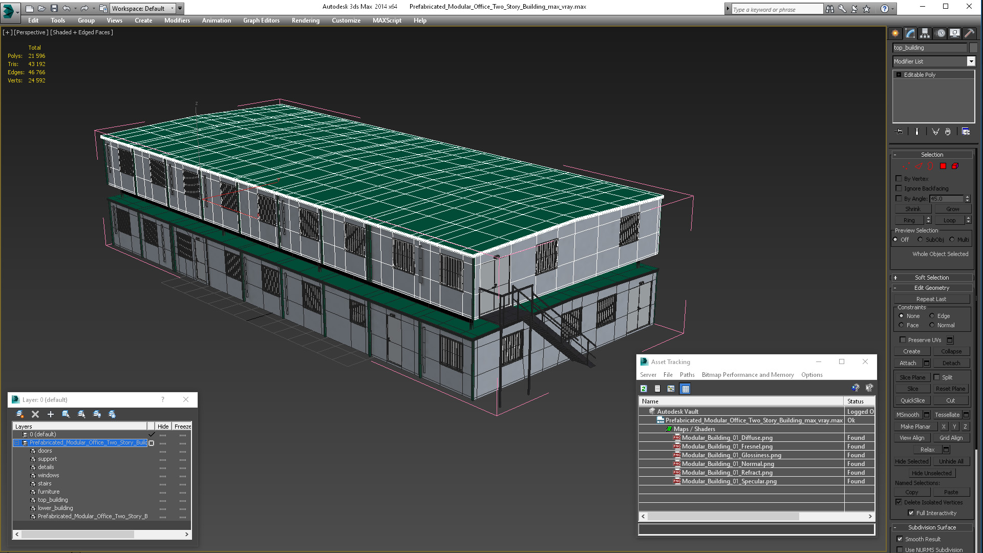 Prefabricated Modular Office Two Story Building 3D