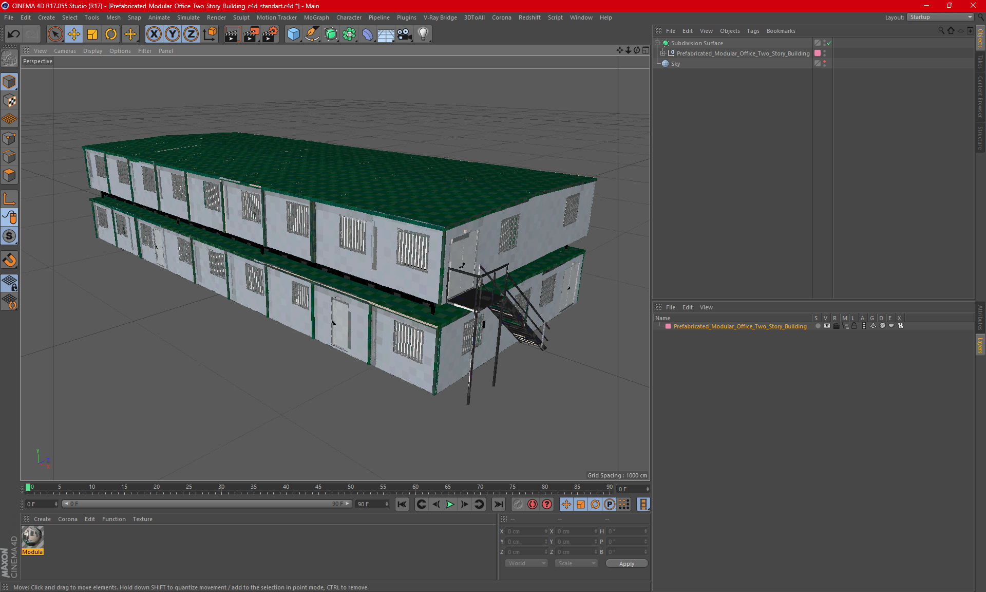 Prefabricated Modular Office Two Story Building 3D