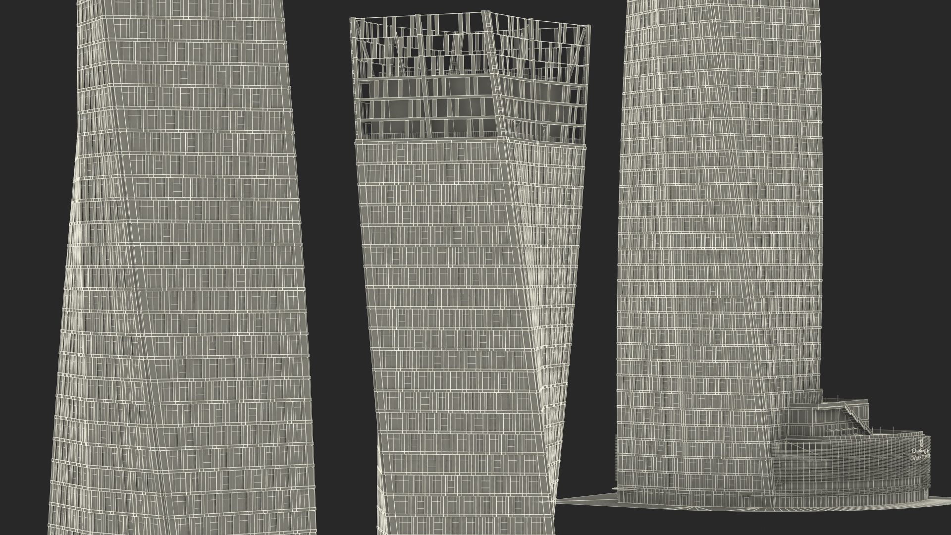 3D Cayan Tower Skyscraper Night Glow model