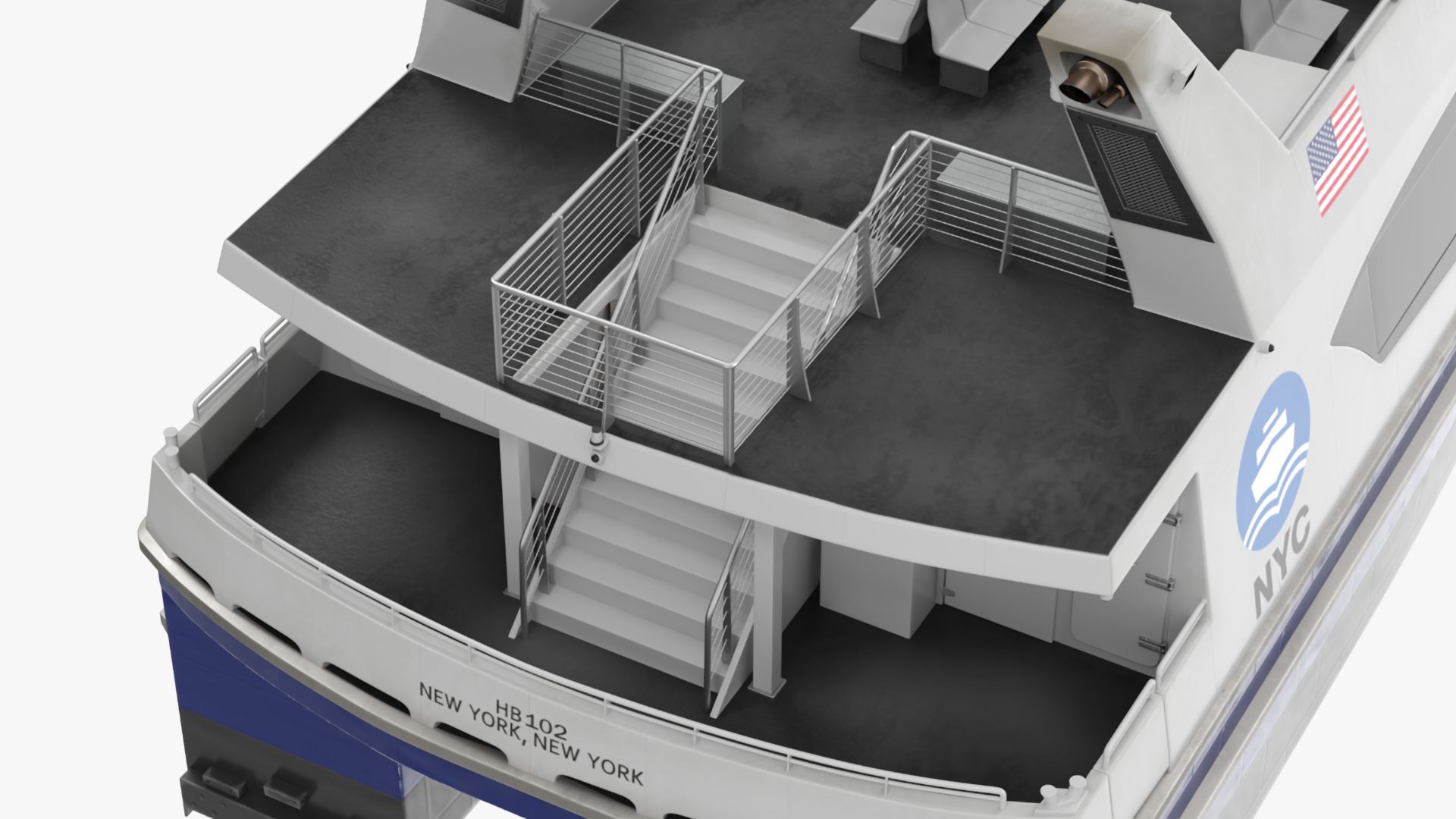 NYC Passenger Ferry Boat 3D model