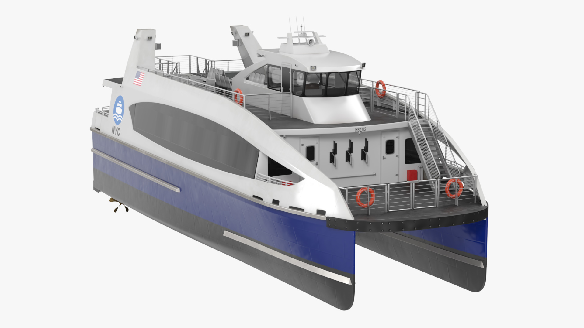 NYC Passenger Ferry Boat 3D model