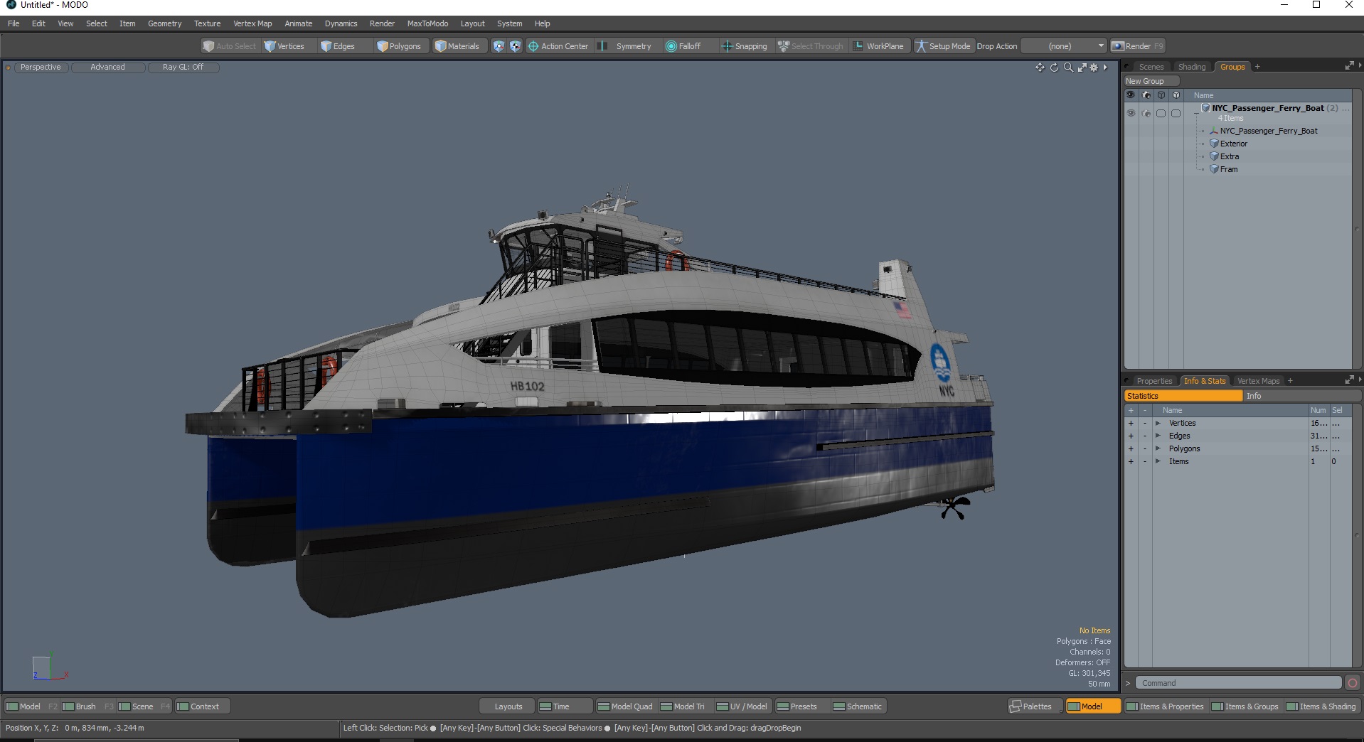 NYC Passenger Ferry Boat 3D model