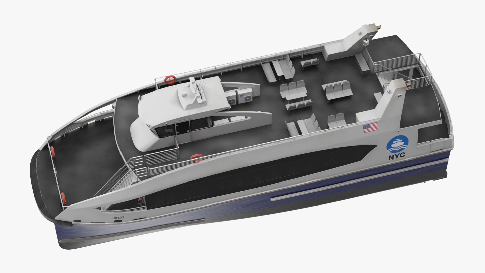 NYC Passenger Ferry Boat 3D model