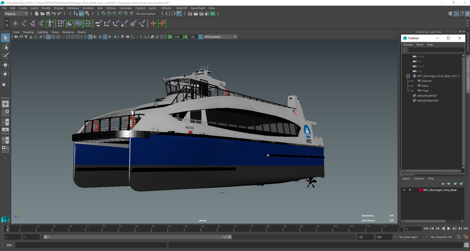 NYC Passenger Ferry Boat 3D model