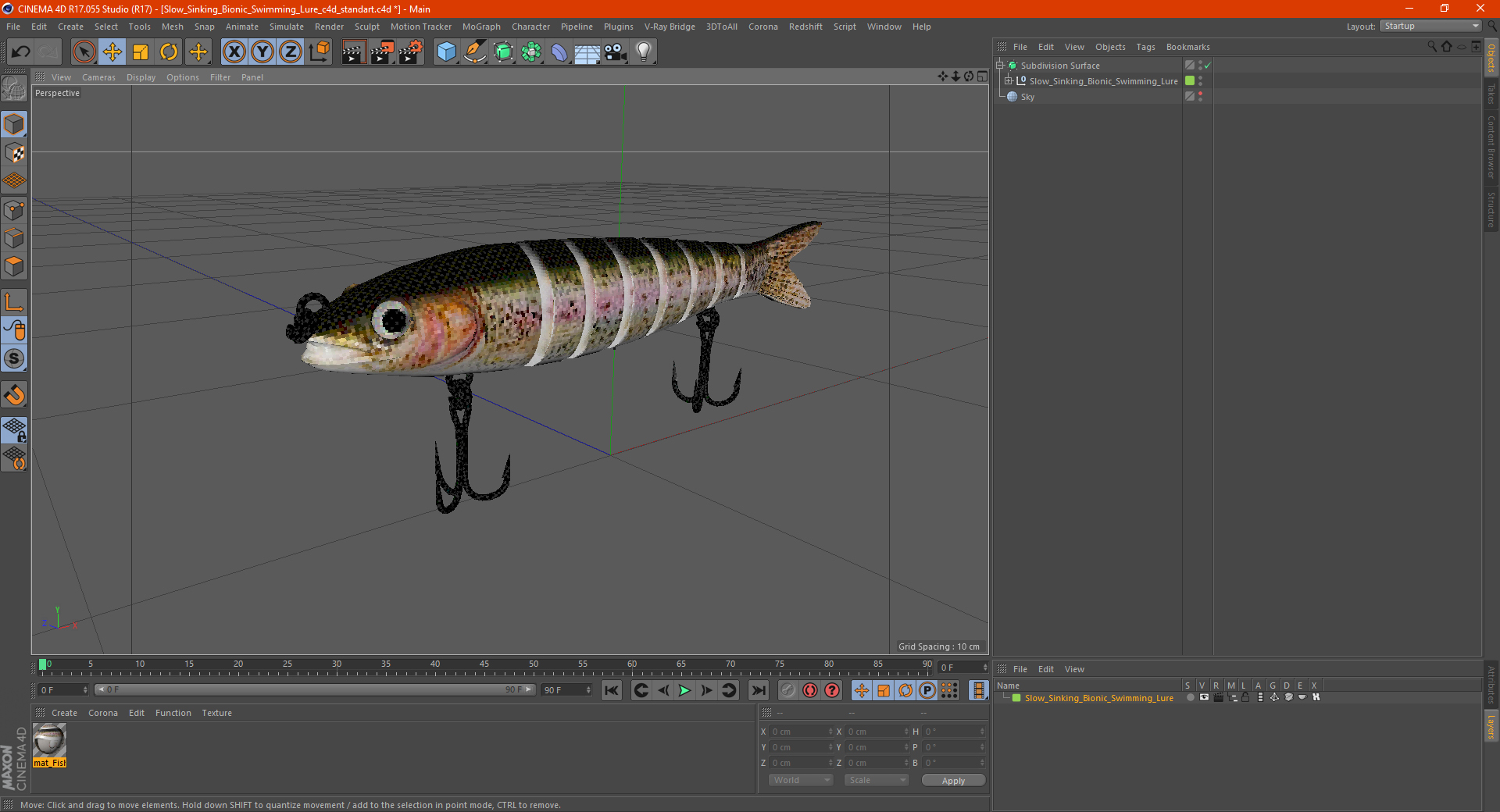 3D Slow Sinking Bionic Swimming Lure model