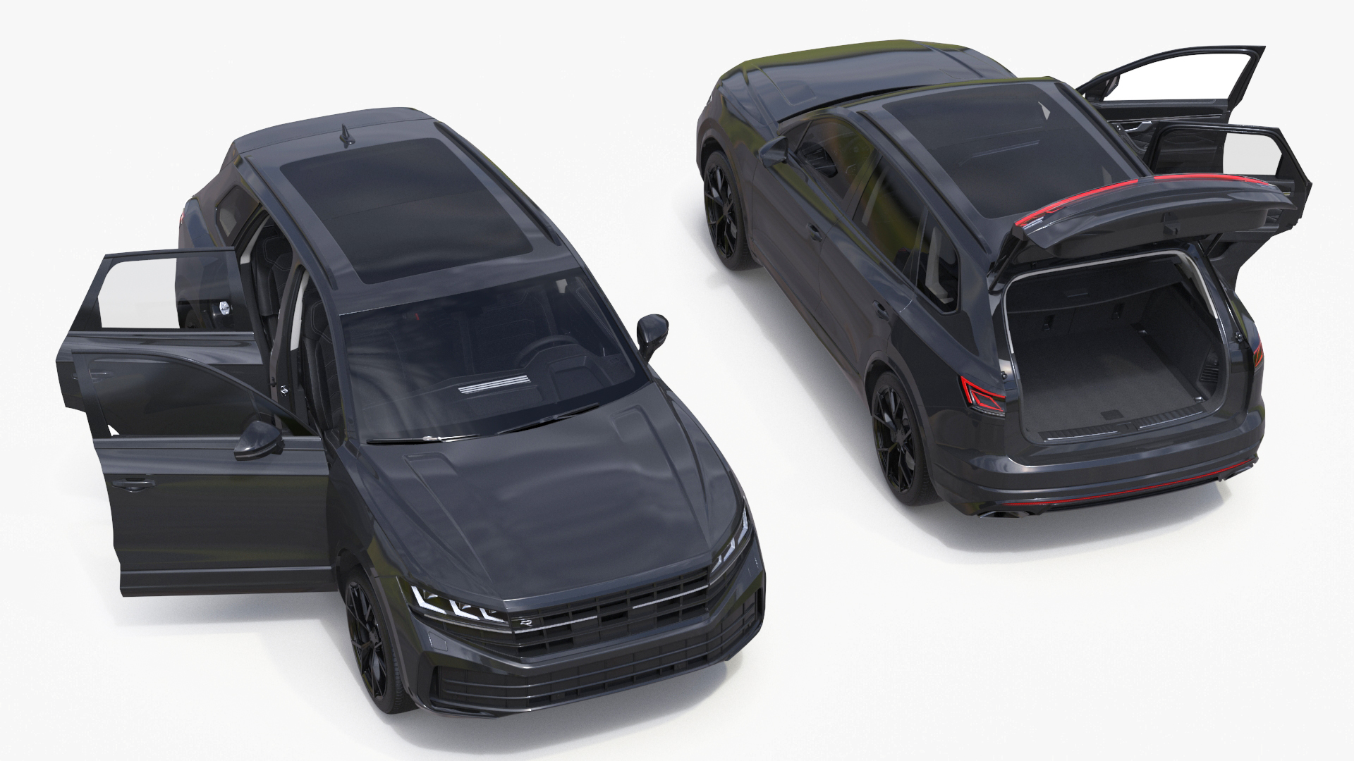 3D Hybrid Electric SUV Black Rigged for Cinema 4D