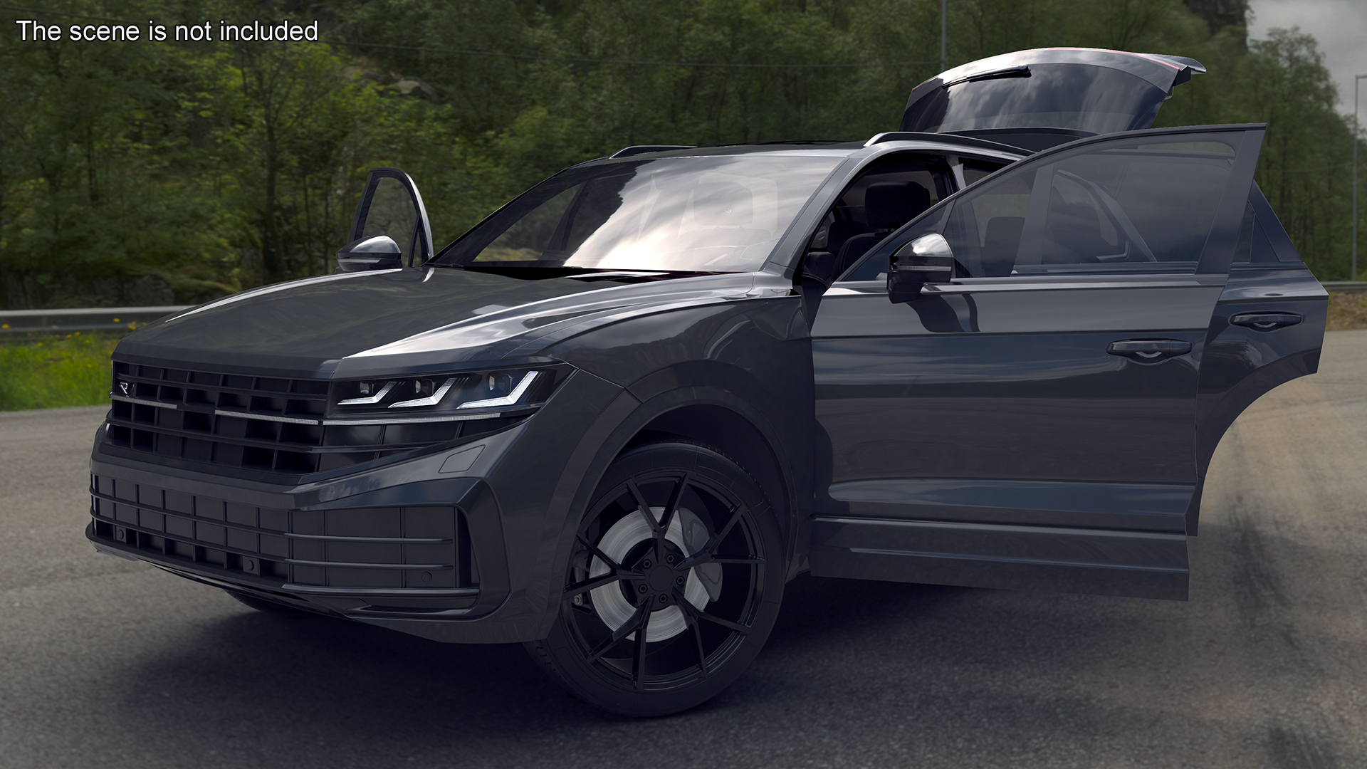 3D Hybrid Electric SUV Black Rigged for Cinema 4D