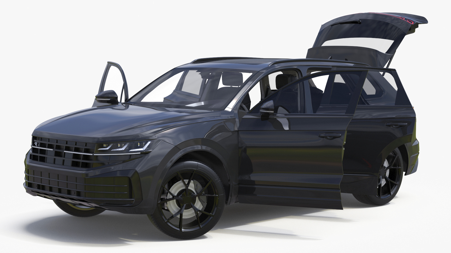 3D Hybrid Electric SUV Black Rigged for Cinema 4D