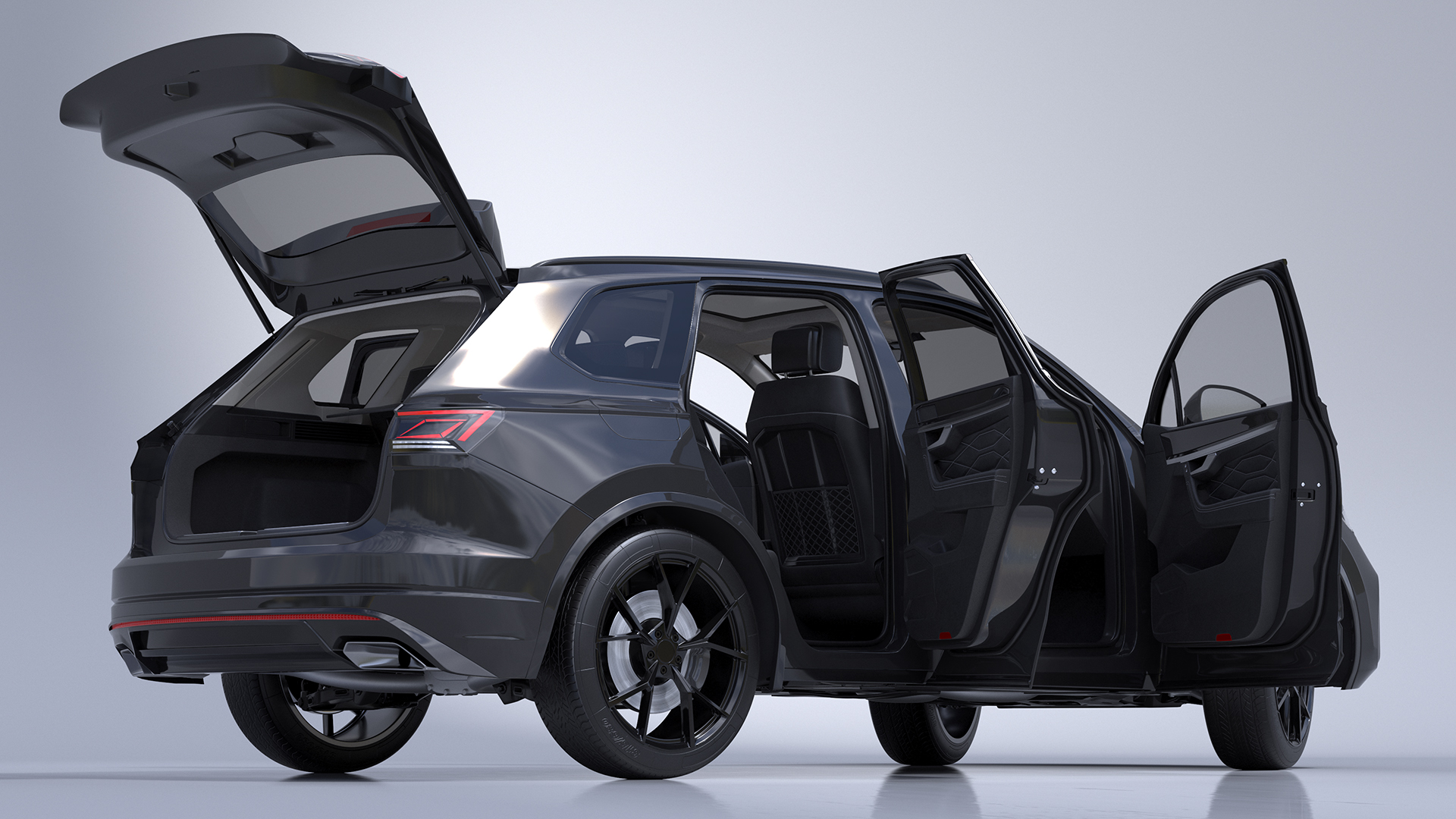 3D Hybrid Electric SUV Black Rigged for Cinema 4D