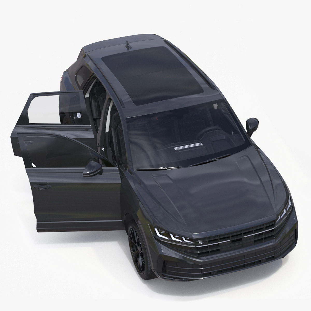 3D Hybrid Electric SUV Black Rigged for Cinema 4D