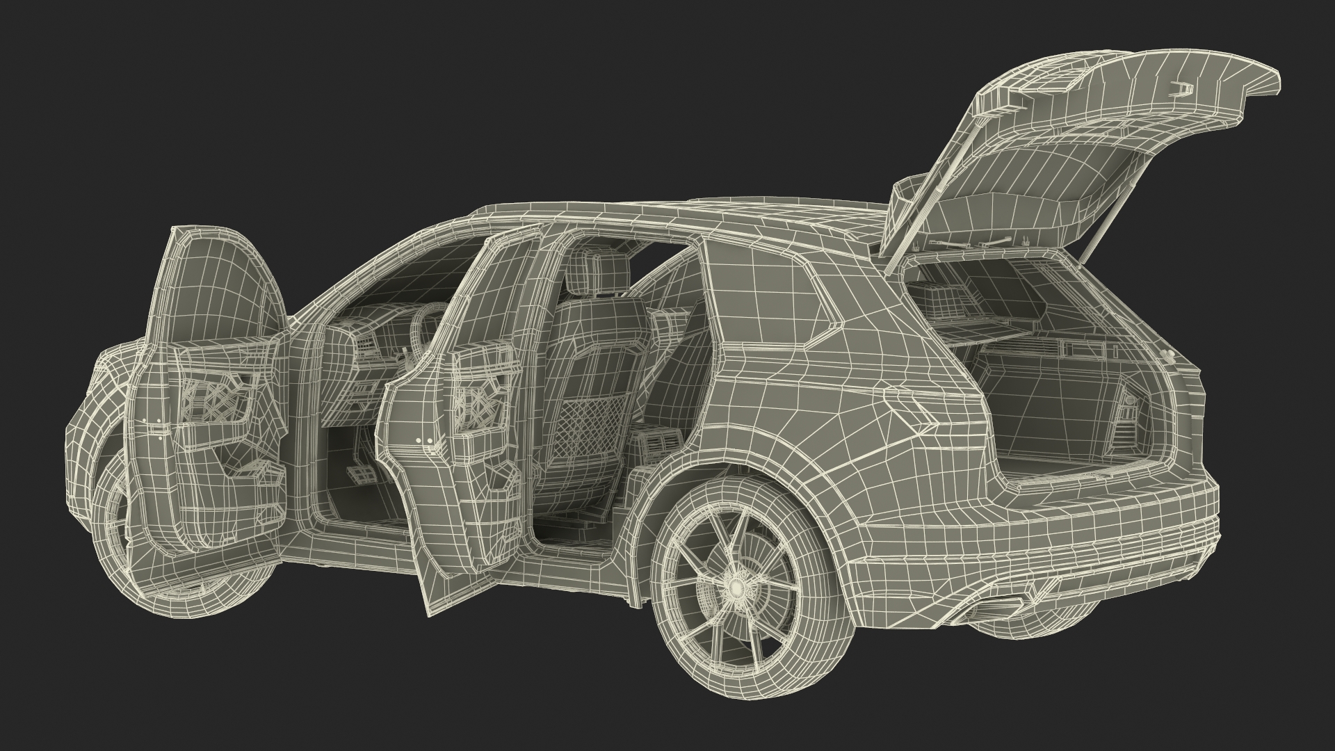 3D Hybrid Electric SUV Black Rigged for Cinema 4D