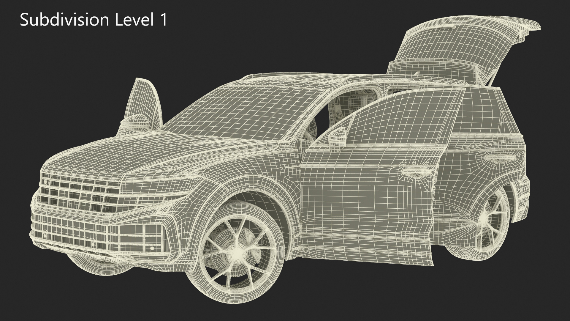 3D Hybrid Electric SUV Black Rigged for Cinema 4D