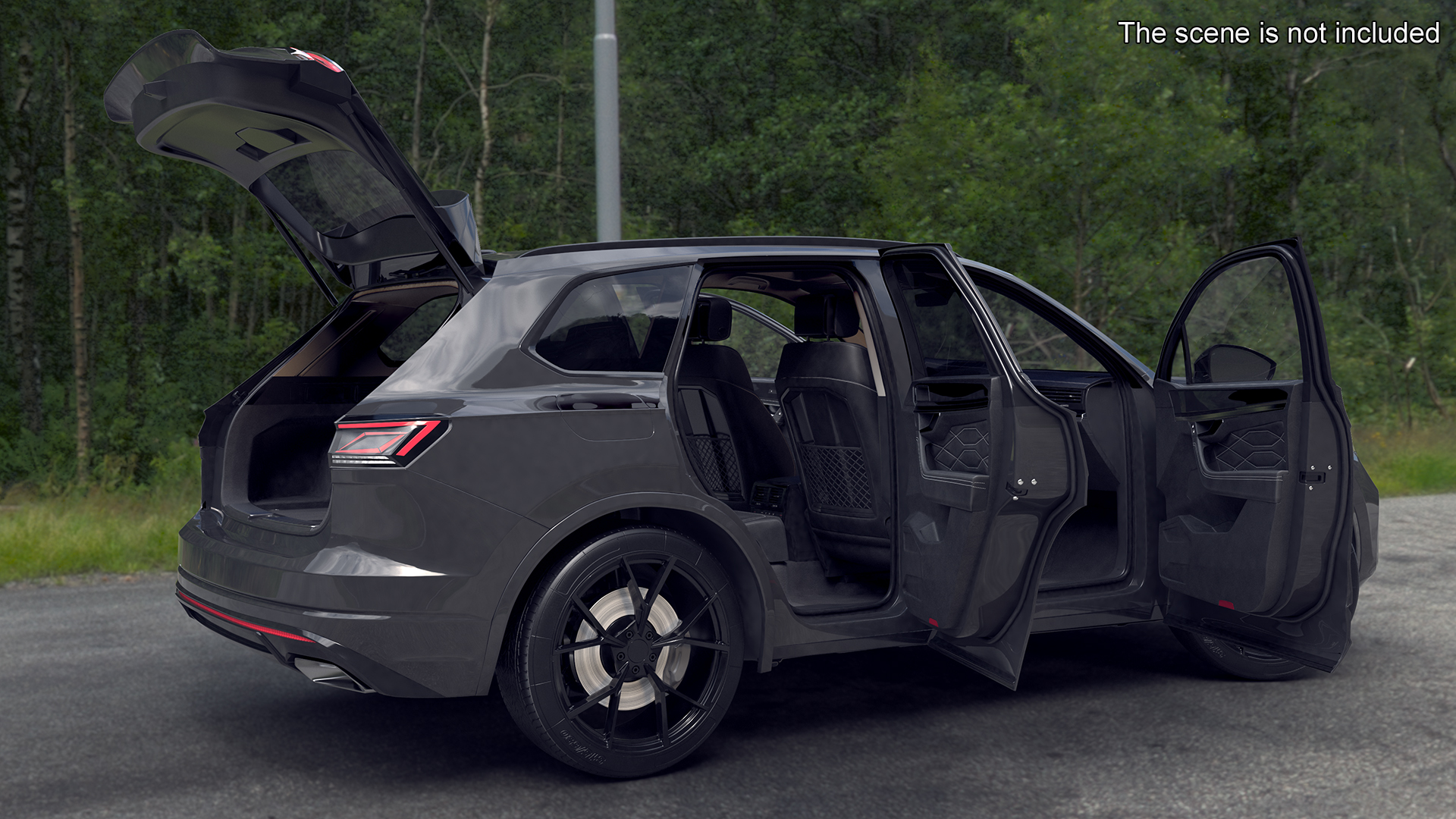 3D Hybrid Electric SUV Black Rigged for Cinema 4D