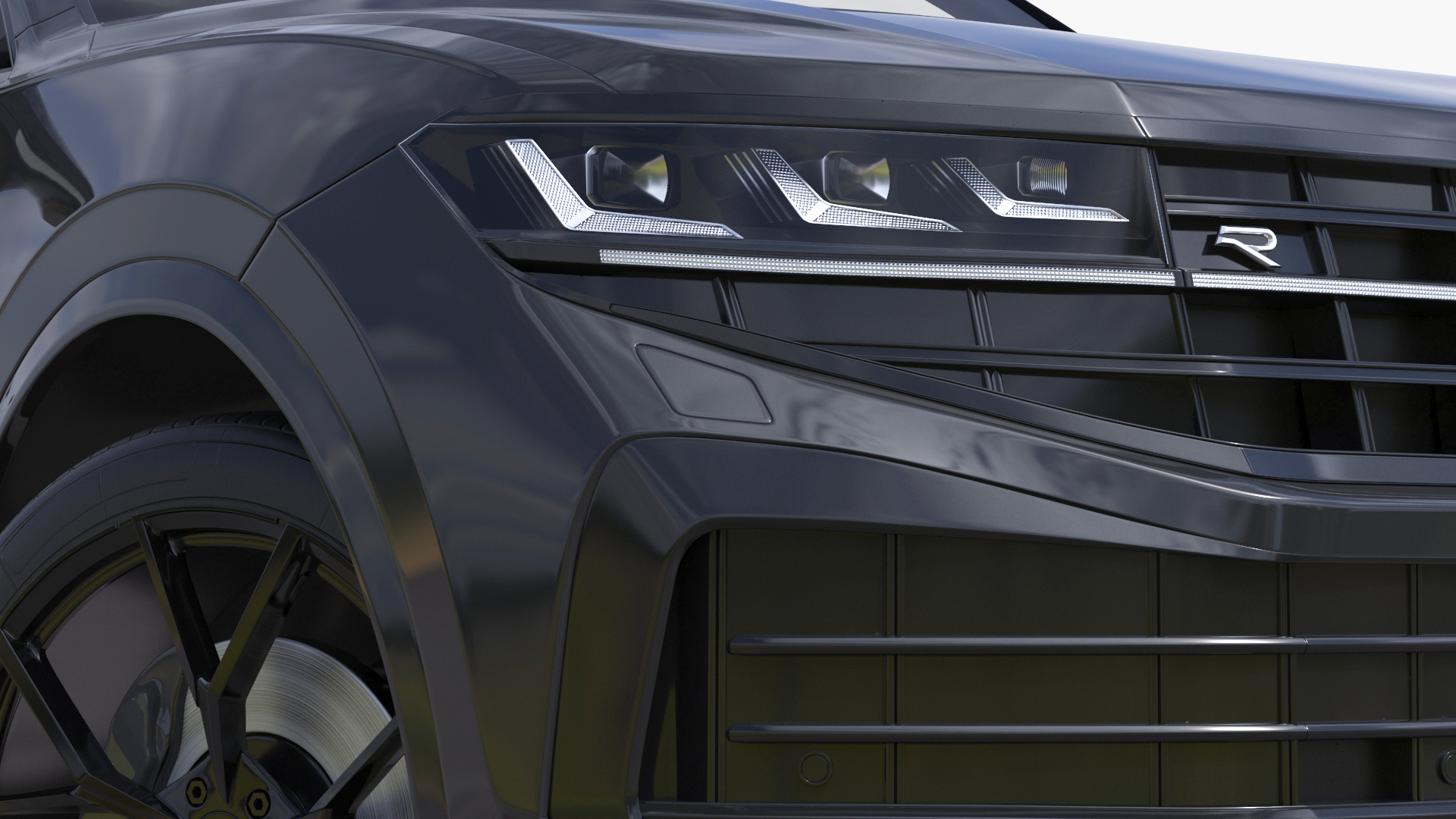 3D Hybrid Electric SUV Black Rigged for Cinema 4D