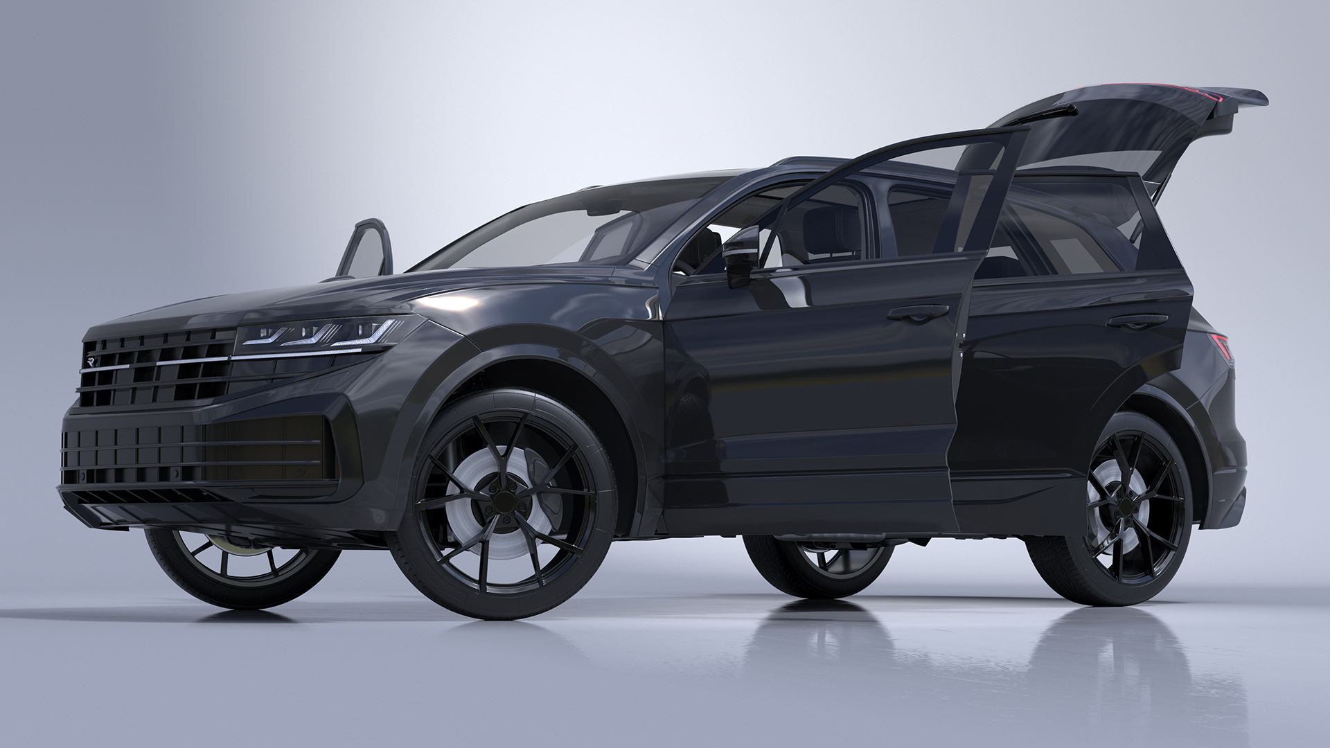 3D Hybrid Electric SUV Black Rigged for Cinema 4D