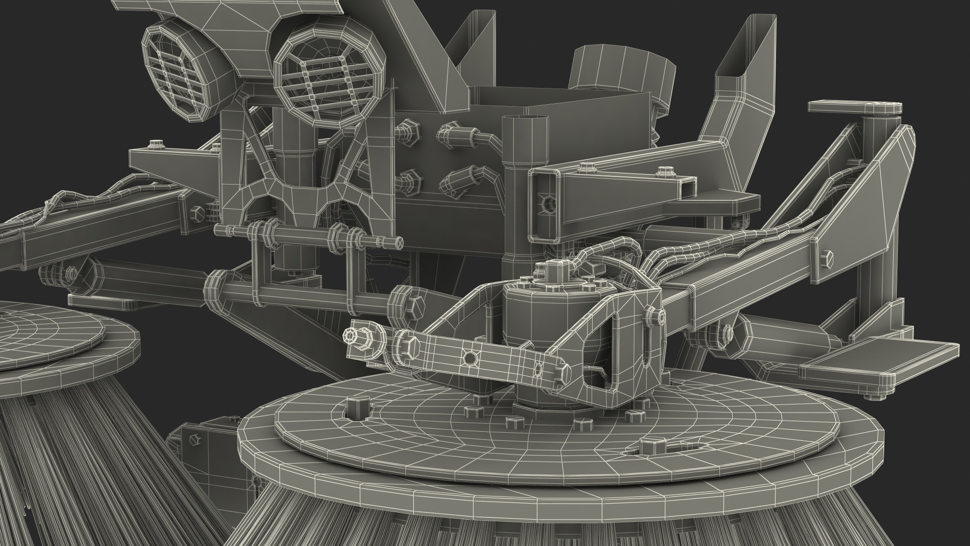 3D model Road Sweeper Brushes Mechanism