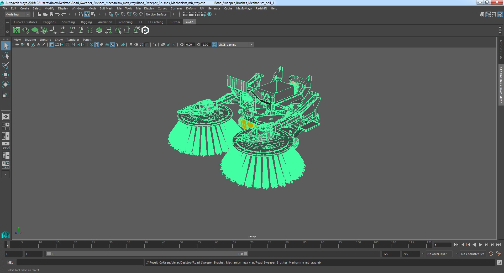 3D model Road Sweeper Brushes Mechanism