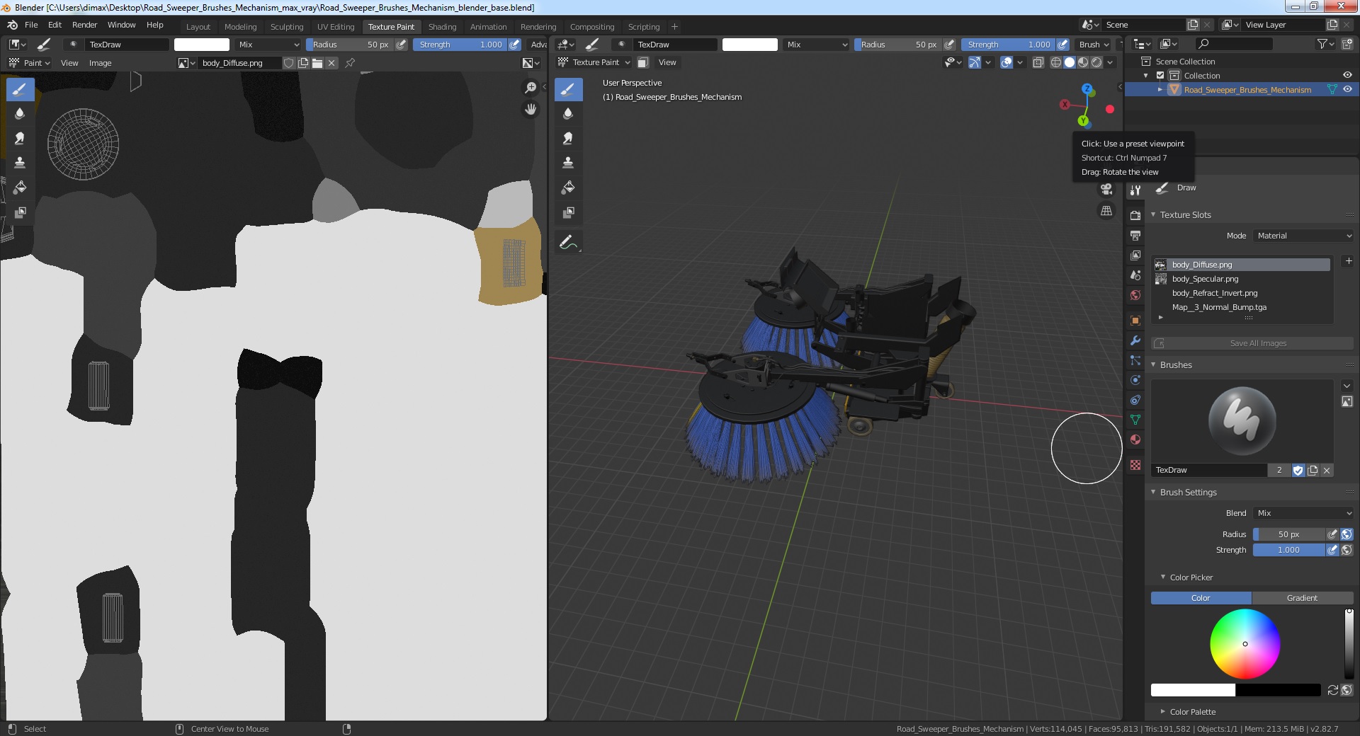 3D model Road Sweeper Brushes Mechanism